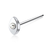 Pearl in Eye Silver Straight Nose Stud NSKA-203p